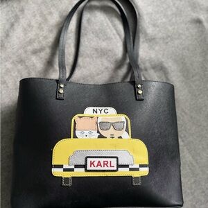 Karl Lagerfeld Black Tote Bag with Yellow Taxi Design